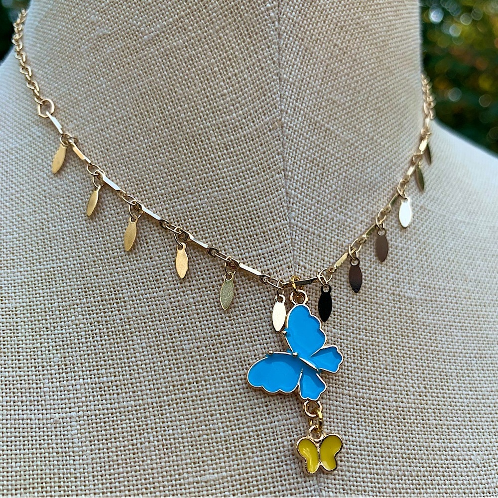 Handmade Dangle Butterfly Fringe Choker Necklace